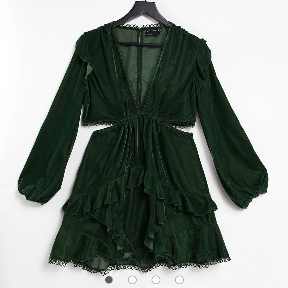 ASOS design mini dress with circle trim in velvet